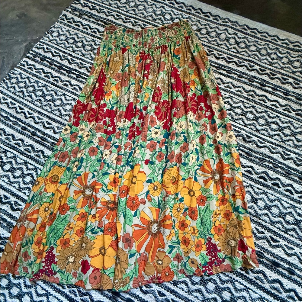 Natural Life Floral Maxi Skirt with Side Slit M - Picture 4 of 6